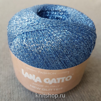 Lana Gatto New Glitter (8590 голубой) 51% полиэстер, 49% нейлон 25 г/300 м