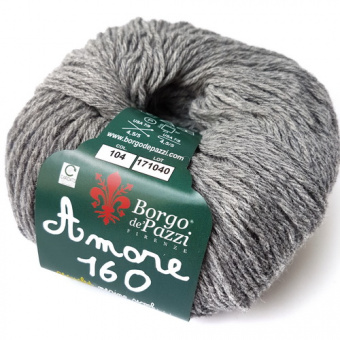 Borgo de'Pazzi Amore 160 (104) 70% шерсть, 25% па, 2% вискоза, 2% акрил, 1% полиэстер 50 г/160 м