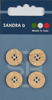 Пуговицы Sandra, 15мм, светлый беж, 4 шт на блистере, CARD236