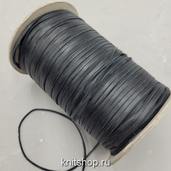 Лента кожаная (Nero черный) 100% натуральная кожа, ширина 3мм, Италия