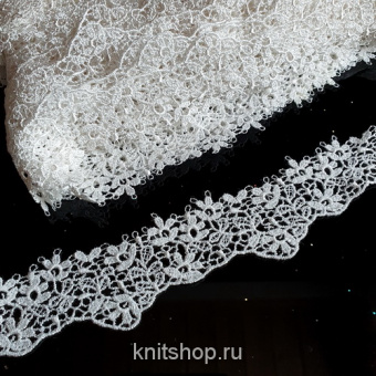 Кружево цветы (молочный) двойное, ширина 2,5-3,5см, Италия