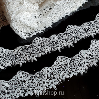 Кружево цветы (молочный) двойное, ширина 2,5-3,5см, Италия