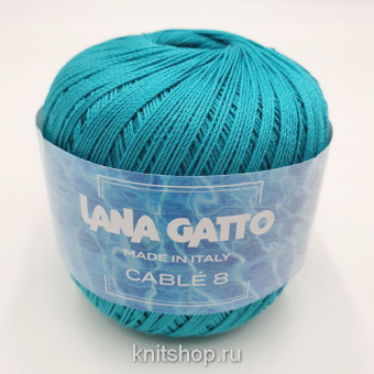 Lana Gatto Cable 8 (08883 бирюза) 100% хлопок 50 г/283 м