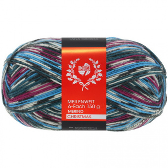 Lana Grossa Meilenweit 150 6-Ply Merino Christmas (316) 80% меринос, 20% полиамид 150 г/390 м