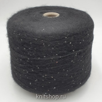 Ecafil Athena (998510 черный, пайетки серебро) 50% альпака, 41% пл, пайетки, 9% па 220м/100гр