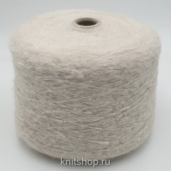 Ecafil Athena (998501 сливочный, серебро) 50% альпака, 41%пл, 9%па, пайетки 220м/100гр