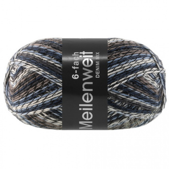Lana Grossa Meilenweit 150 6-Ply Denim Mix (9642) 80% меринос, 20% полиамид 150г/390м