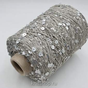 Vanity (5 серый, серые пайетки) 100% хлопок, пайетки 3мм, 6мм 300 м/100гр