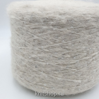 Ecafil Athena (998501 сливочный, серебро) 50% альпака, 41%пл, 9%па, пайетки 220м/100гр