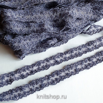 Кружево на сетке (пыльная сирень, люрекс) двойное, ширина 1,5-2см, Италия