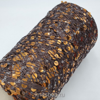 Lustrosa (6882 шоколадное пралине, пайетки) хлопок, пайетки 3мм, 6мм 300м/100гр