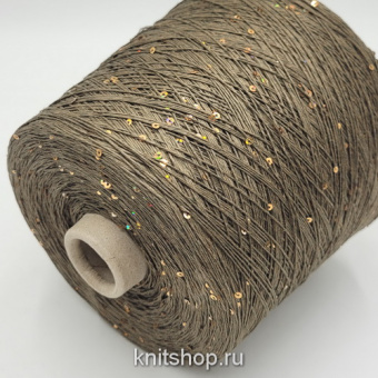 G&G Filati Bellino (1 дуб, пайетки золото) 100% лён, пайетки 3мм 370м/100гр