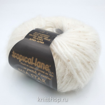 Tropical Lane Mia Star (611 молочный) 15% альпака, 33% меринос, 52% па, пайетки 25 г/100 м