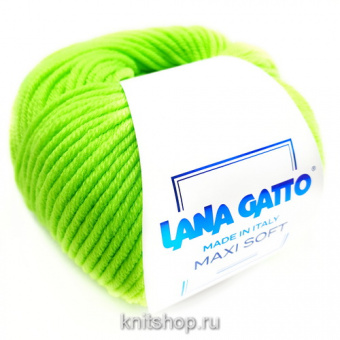 Lana Gatto Maxi Soft (А1783 зеленый неон) 100% меринос экстрафайн 50 г/90 м