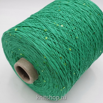 Galassia Crepe/Soft Crepe (Prato зеленый нефрит, пайетки 3мм) 97% хлопок, 3% пайетки 400м/100гр