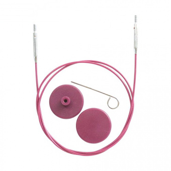 Тросик поворотный 20см (готовая длина с спицами 40см) фиолетовый, заглушки 2шт, ключик, Knit Pro