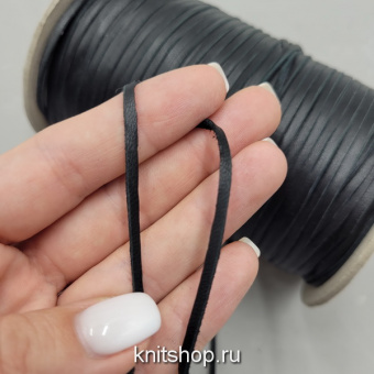 Лента кожаная (Nero черный) 100% натуральная кожа, ширина 3мм, Италия