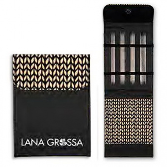 Набор чулочных спиц 15см малый Lana Grossa (сталь, нержавеющая, ткань) цвет Черный