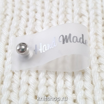 Бирка силиконовая Handmade, серебряная печать, с кнопкой, 35х12мм