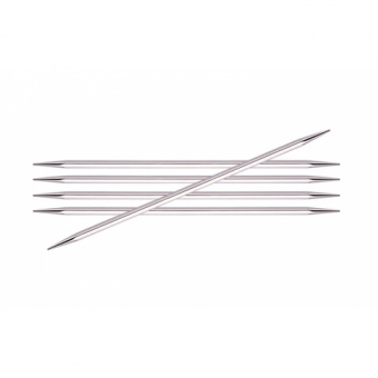 Спицы чулочные 15см 3мм Nova Metal Knit Pro 5шт, никелированная латунь, серебристый