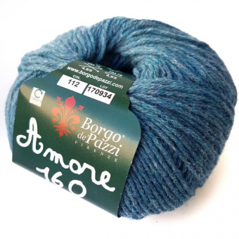 Borgo de'Pazzi Amore 160 (112) 70% шерсть, 25% па, 2% вискоза, 2% акрил, 1% полиэстер 50 г/160 м
