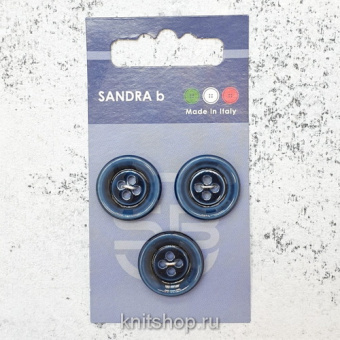 Пуговицы Sandra, 3 шт на блистере, синий, CARD116