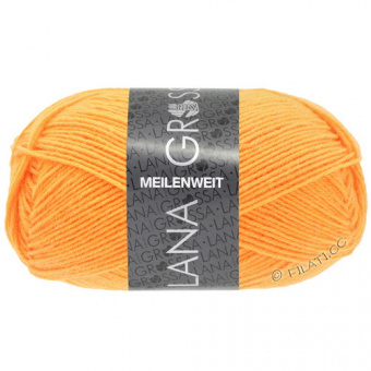 Lana Grossa Meilenweit 50 neon (1396 оранжевый неон) 80% меринос, 20% полиамид 50 г/210 м