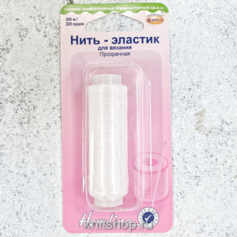Нить-эластик для вязания, прозрачная, 200м, Hemline