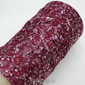 Lustrosa (6886 сливовый, пайетки) хлопок, пайетки 3мм, 6мм 300м/100гр