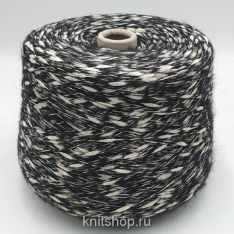 Millefili 6790 (117938 бело-черный) 44% хлопок, 10% кидмохер, 33% па, 13% акрил 265м/100гр шишечки
