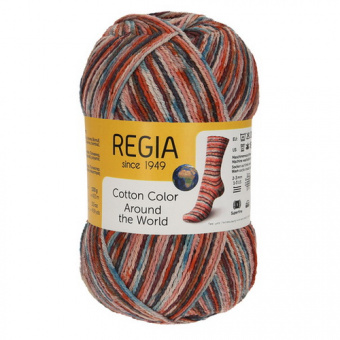 Schachenmayr Regia Cotton Color Around the World (02412) 72% хлопок, 18% па, 10% полиэстер 100г/420м