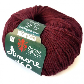 Borgo de'Pazzi Amore 160 (133) 70% шерсть, 25% па, 2% вискоза, 2% акрил, 1% полиэстер 50 г/160 м