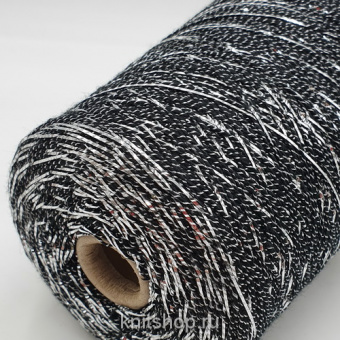 FY3572 (Black Silver черный, серебряная фольга) 50%акрил 25%меринос 13%фольга, 12%нейлон 350м/100гр