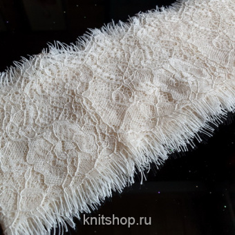 Кружево Solstiss (кремовый) двойное, ширина 6-9см, Франция
