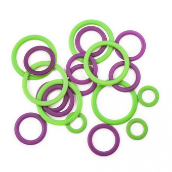 Маркер для вязания Кольцо (16,5мм-10шт, 10мм-20шт, 6мм-20шт), пластик, зеленый/красный, Knit Pro